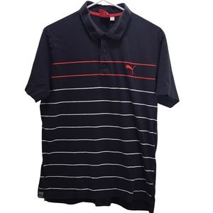 Puma sport lifestyle polo size medium stripes navy patriotic